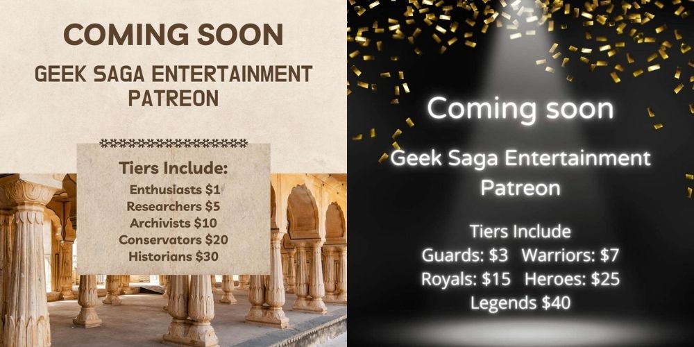 geek saga entertainment patreon tiers